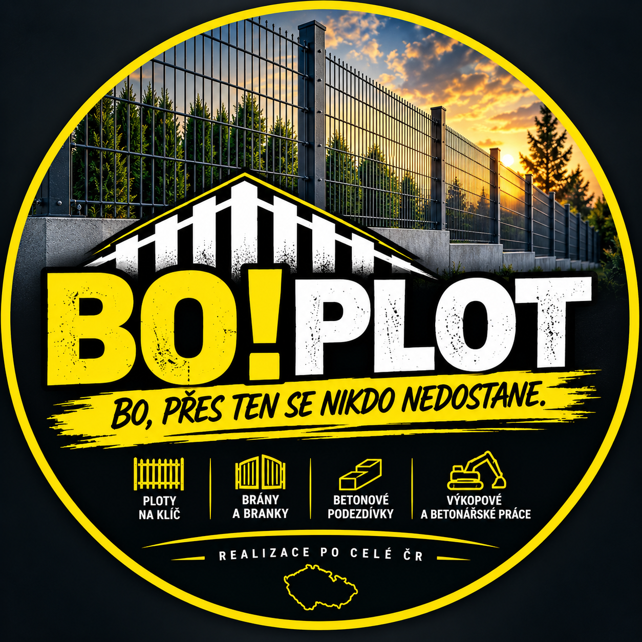 Kruhové černožluté logo BO!PLOT